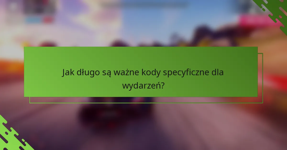 Jak długo są ważne kody specyficzne dla wydarzeń?